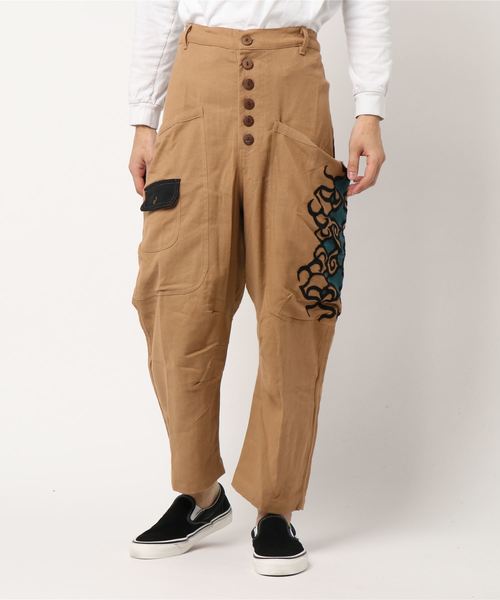 チャイハネ（チャイハネ）の「【チャイハネ】トライバル柄刺繍入りMEN'Sサルエルパンツ（その他パンツ・メンズ・ブラック/ベージュ/カーキ・FREE）」の6枚目の写真