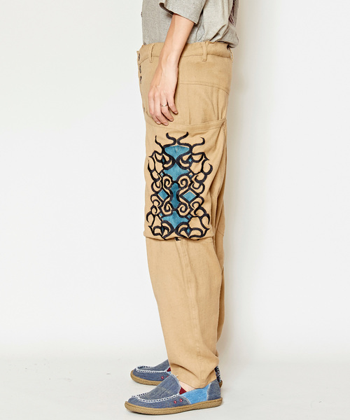 チャイハネ（チャイハネ）の「【チャイハネ】トライバル柄刺繍入りMEN'Sサルエルパンツ（その他パンツ・メンズ・ブラック/ベージュ/カーキ・FREE）」の8枚目の写真
