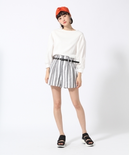 LOWRYS FARM(ローリーズファーム)の「ベルトツキショートパンツ 788991 (その他パンツ・レディース・ブラック/イエロー/ストライプ/アイボリー・LARGE/MEDIUM)」の5枚目の写真