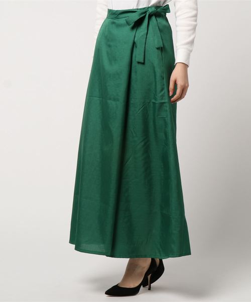 REAL CUBE（リアルキューブ）の「REAL CUBE サイドリボンラップ風ガウチョパンツ（その他パンツ・レディース・グリーン/グレイッシュベージュ/ネイビー/カーキ・38/40/36）」の4枚目の写真