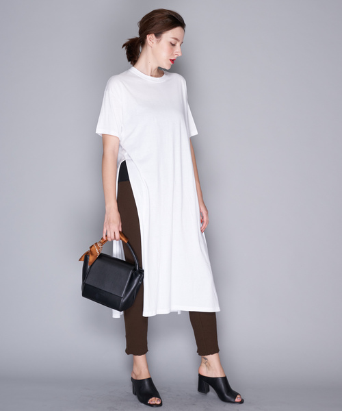 Aunt Marie S アントマリーズ の Aunt Marie S スリット半袖カットソーワンピース ワンピース Wear