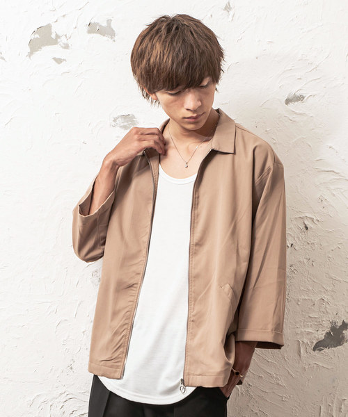 MinoriTY（マイノリティ）の「8分袖Ｔ/Ｒブルゾン ライトアウター（シャツ/ブラウス・メンズ・ブラック/ベージュ/グレー/ブルー・M/L）」の3枚目の写真