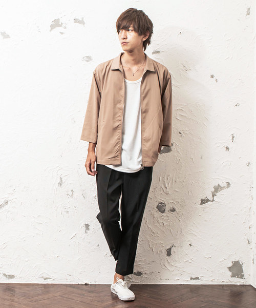 MinoriTY（マイノリティ）の「8分袖Ｔ/Ｒブルゾン ライトアウター（シャツ/ブラウス・メンズ・ブラック/ベージュ/グレー/ブルー・M/L）」の7枚目の写真