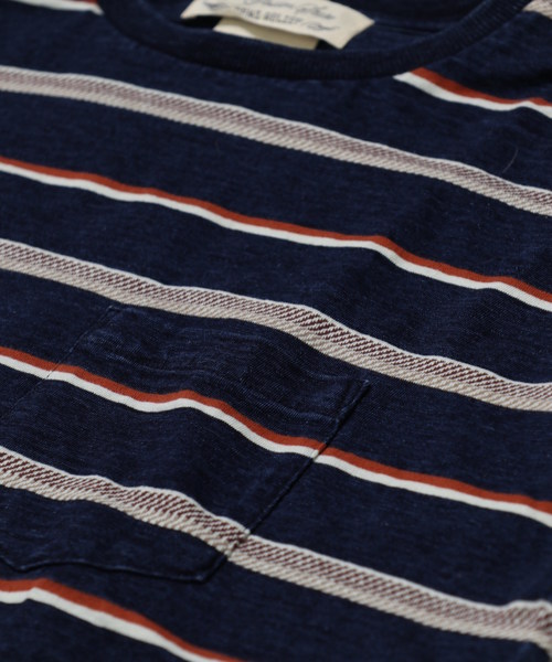 INDIGO BORDER S/S CREW NECK / インディゴ細ボーダー半袖クルー INDIGO BORDER S/S CREW NECK / インディゴ細ボーダー半袖クルー
