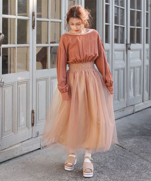 one after another NICE CLAUP(ワンアフターアナザーナイスクラップ)の「後ろリボンドッキングワンピース(ワンピース・レディース・ベージュ系その他/レンガ/ドット・FREE)」の9枚目の写真