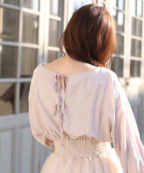 one after another NICE CLAUP(ワンアフターアナザーナイスクラップ)の「後ろリボンドッキングワンピース(ワンピース・レディース・ベージュ系その他/レンガ/ドット・FREE)」の15枚目の写真