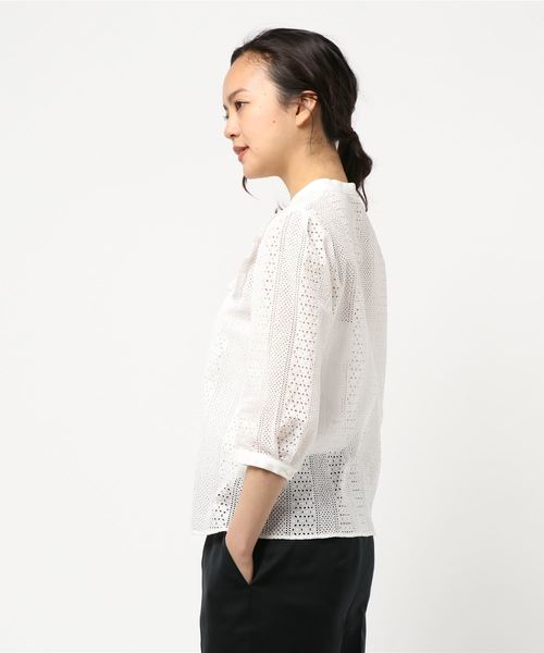 JILL STUART（ジルスチュアート）の「ペイジレースブラウス（シャツ/ブラウス・レディース・ホワイト/ライトグリーン・SMALL/MEDIUM）」の3枚目の写真