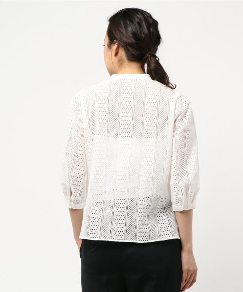 JILL STUART（ジルスチュアート）の「ペイジレースブラウス（シャツ/ブラウス・レディース・ホワイト/ライトグリーン・SMALL/MEDIUM）」の4枚目の写真