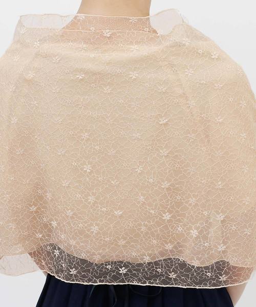 PourVous（プールヴー）の「レース ＆ シフォン ショール ボレロ / 結婚式 フォーマル ・ ドレス羽織りパーティーや 二次会 ・ 同窓会対応 長袖 オケージョン （ストール/ショール・レディース・ブラック/ベージュ・M/L）」の4枚目の写真