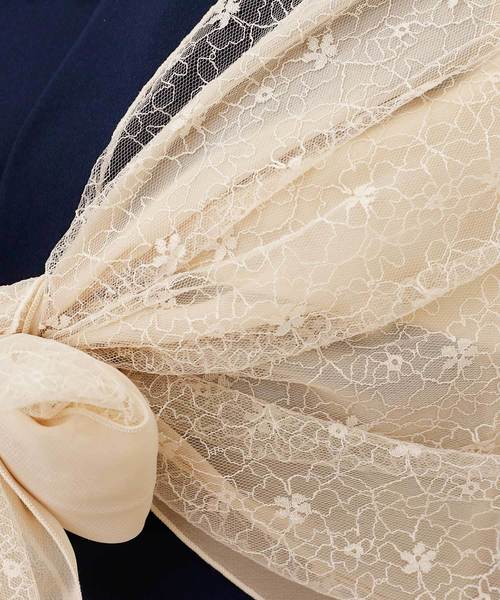 結婚式パーティー♪ヴァニラクチュール✳︎ボレロ/体型カバー◎レース/ストール 刺繍レース×チュールパーティー結婚式ボレロ｜ベルト・インナー