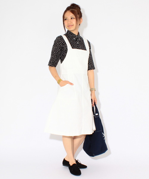 BEAMS BOY（ビームスボーイ）の「○BEAMS BOY / ツイル ジャンパー スカート **（ワンピース・レディース・ホワイト/ネイビー・ONE SIZE）」の11枚目の写真