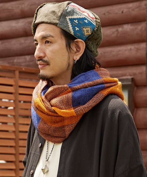 チャイハネ（チャイハネ）の「【チャイハネ】チェック柄スヌード（ネックウォーマー/スヌード・レディース・ネイビー/カーキ/オレンジ/レッド/マスタード/グリーン/ピンク/ブラック/ターコイズブルー/グリーン系その他/イエロー/ダークグリーン/ブラック×ホワイト/レッド系その他/パープル・FREE）」の15枚目の写真