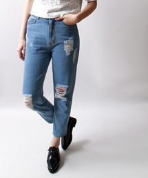 WEGO | WEGO/ハイウエストクラッシュデニムパンツ(デニムパンツ)