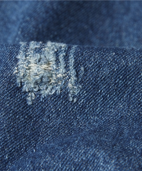 WEGO（ウィゴー）の「WEGO/ ハイウエストクラッシュデニムパンツ（デニムパンツ・レディース・インディゴブルー/ダークインディゴブルー・LARGE/MEDIUM）」の3枚目の写真
