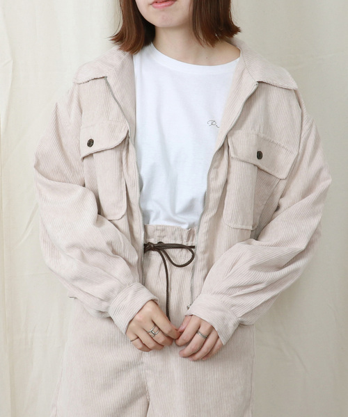PairPair（ペアペア）の「コーデュロイ袖ボリュームブルゾン（ブルゾン・レディース・ライトグレー/アイボリー/ライトブラウン・FREE）」の10枚目の写真