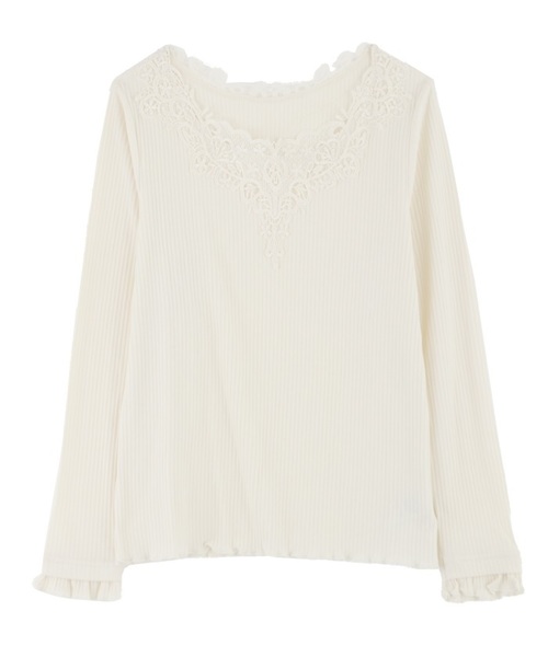 axes femme（アクシーズファム）の「前後モチーフレースインナー（Tシャツ/カットソー・レディース・キナリ/ピンク系その他/ブラック/マスタード/ダークグリーン・MEDIUM）」の2枚目の写真