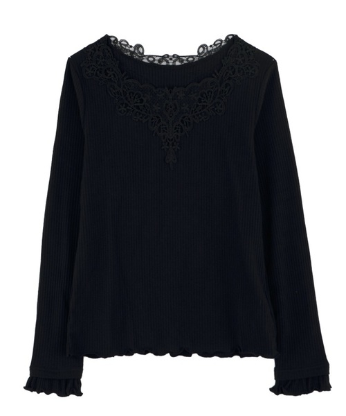 axes femme（アクシーズファム）の「前後モチーフレースインナー（Tシャツ/カットソー・レディース・キナリ/ピンク系その他/ブラック/マスタード/ダークグリーン・MEDIUM）」の3枚目の写真