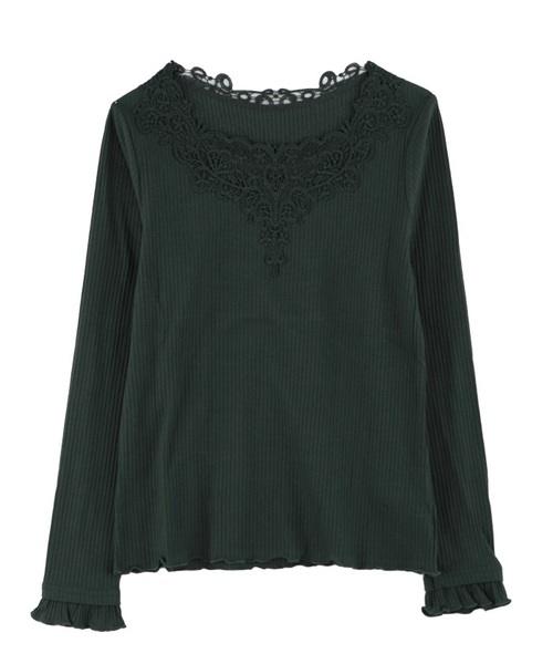axes femme（アクシーズファム）の「前後モチーフレースインナー（Tシャツ/カットソー・レディース・キナリ/ピンク系その他/ブラック/マスタード/ダークグリーン・MEDIUM）」の4枚目の写真