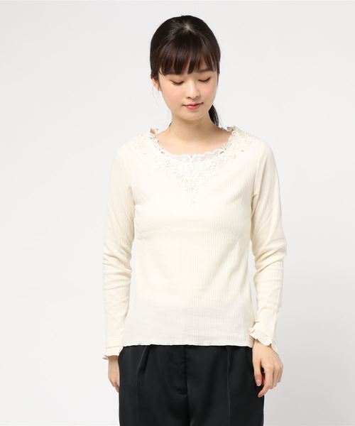 axes femme（アクシーズファム）の「前後モチーフレースインナー（Tシャツ/カットソー・レディース・キナリ/ピンク系その他/ブラック/マスタード/ダークグリーン・MEDIUM）」の12枚目の写真