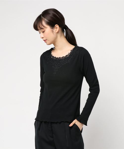 axes femme（アクシーズファム）の「前後モチーフレースインナー（Tシャツ/カットソー・レディース・キナリ/ピンク系その他/ブラック/マスタード/ダークグリーン・MEDIUM）」の11枚目の写真