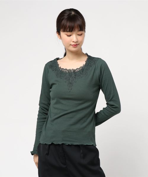 axes femme（アクシーズファム）の「前後モチーフレースインナー（Tシャツ/カットソー・レディース・キナリ/ピンク系その他/ブラック/マスタード/ダークグリーン・MEDIUM）」の10枚目の写真