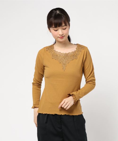 axes femme（アクシーズファム）の「前後モチーフレースインナー（Tシャツ/カットソー・レディース・キナリ/ピンク系その他/ブラック/マスタード/ダークグリーン・MEDIUM）」の9枚目の写真
