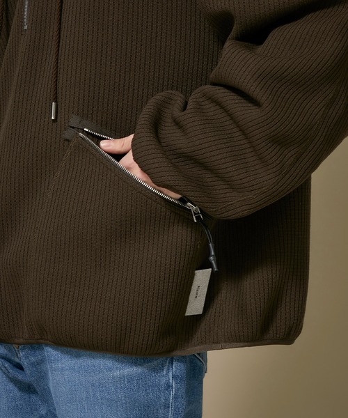 Name.（ネーム）の「【Name.】クオータ-ニットハーフジップパーカー / NMCU-19AW-013（パーカー・メンズ・ネイビー/ブラウン・1/2）」の13枚目の写真