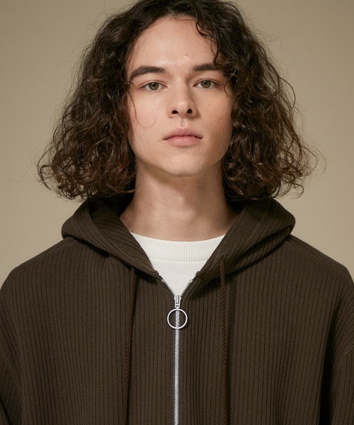 Name.（ネーム）の「【Name.】クオータ-ニットハーフジップパーカー / NMCU-19AW-013（パーカー・メンズ・ネイビー/ブラウン・1/2）」の15枚目の写真