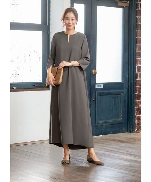 新品未使用　スタイルデリ　前後差Aラインロングワンピース スタイルデリ STYLE DELI 【Made in JAPAN】前後差Aラインロング