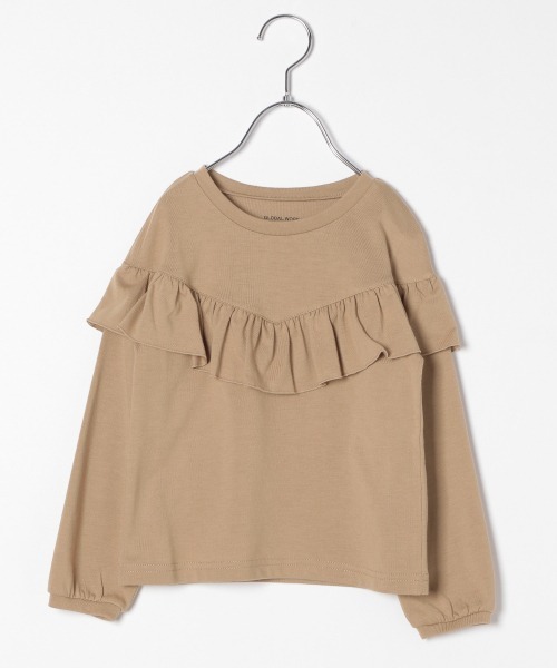 GLOBAL WORK（グローバルワーク）の「【キッズ】ラウンドフリルプルオーバー/長袖/865518（Tシャツ/カットソー・キッズ・ホワイト系その他2/ダークグレー/ベージュ/ライトグリーン・110cm/100cm/120cm/130cm/140cm）」の4枚目の写真