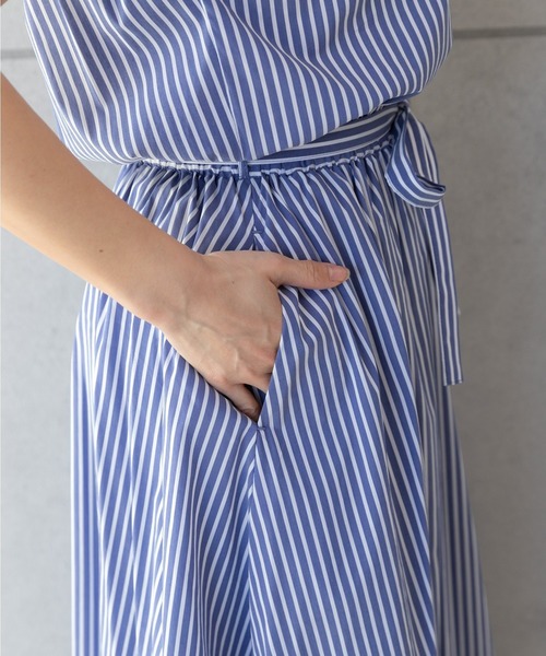 PREFERIR（プレフェリール）の「ストライプ フレンチスリーブ シャツワンピース【 日本テレビ・NNN24番組着用】（シャツワンピース・レディース・ネイビー/ホワイト/ブルー・SMALL/MEDIUM/LARGE）」の15枚目の写真