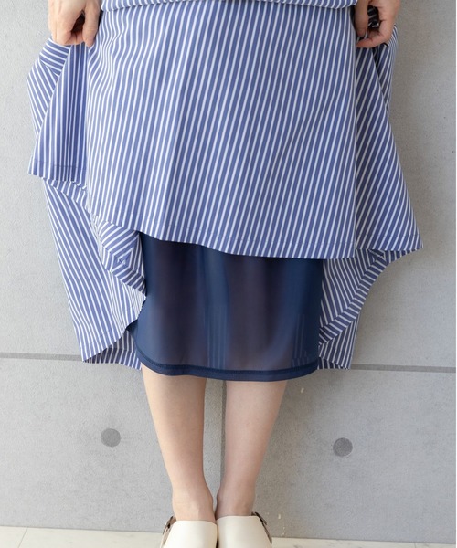 PREFERIR（プレフェリール）の「ストライプ フレンチスリーブ シャツワンピース【 日本テレビ・NNN24番組着用】（シャツワンピース・レディース・ネイビー/ホワイト/ブルー・SMALL/MEDIUM/LARGE）」の16枚目の写真