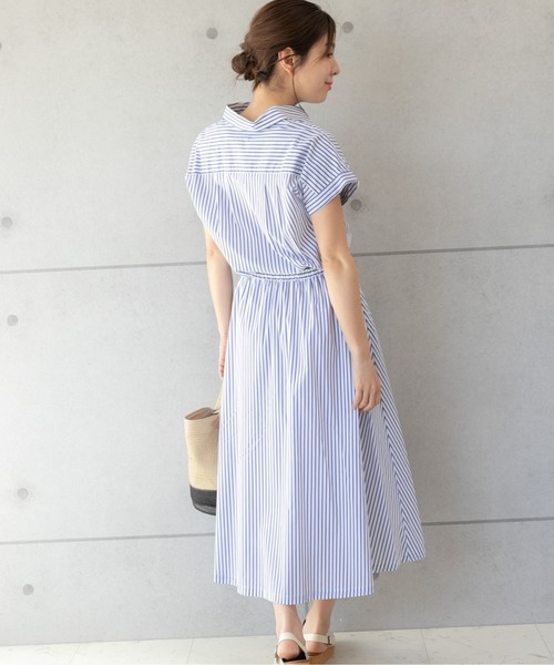 PREFERIR（プレフェリール）の「ストライプ フレンチスリーブ シャツワンピース【 日本テレビ・NNN24番組着用】（シャツワンピース・レディース・ネイビー/ホワイト/ブルー・SMALL/MEDIUM/LARGE）」の21枚目の写真