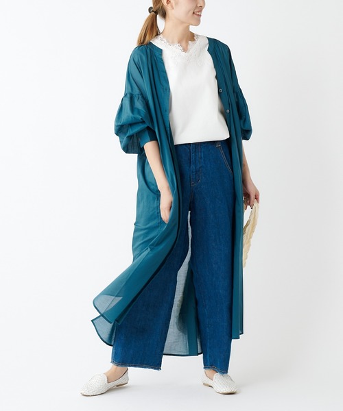 PUAL CE CIN（ピュアルセシン）の「80ローンシャツワンピ（ワンピース・レディース・ブラック/ブルー/ミント/ライトベージュ・FREE）」の4枚目の写真