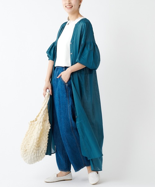 PUAL CE CIN（ピュアルセシン）の「80ローンシャツワンピ（ワンピース・レディース・ブラック/ブルー/ミント/ライトベージュ・FREE）」の6枚目の写真