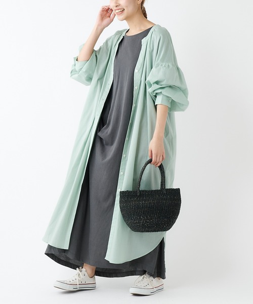 PUAL CE CIN（ピュアルセシン）の「80ローンシャツワンピ（ワンピース・レディース・ブラック/ブルー/ミント/ライトベージュ・FREE）」の10枚目の写真