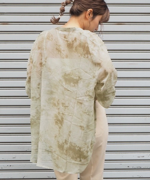 tiptop（ティップトップ）の「2020SS　タイダイ柄シアーバンドカラーシャツ（シャツ/ブラウス・レディース・ベージュ/ブルー/グリーン/アイボリー・FREE）」の19枚目の写真