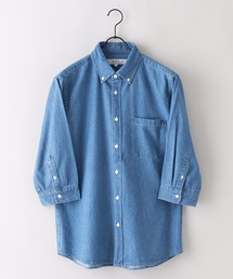 【BLUE STANDARD】デニム７分袖シャツ やや厚手のデニムを使用したワークテイストシャツ