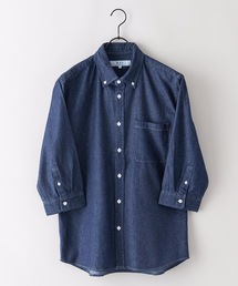 【BLUE STANDARD】デニム７分袖シャツ やや厚手のデニムを使用したワークテイストシャツ