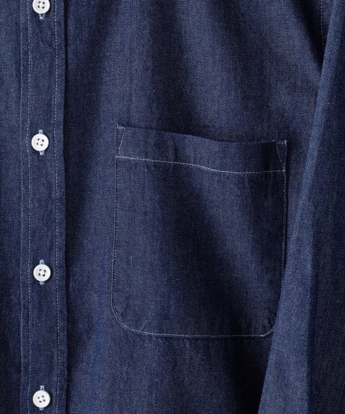 Blue Standard (ブルースタンダード)の「【BLUE STANDARD】デニム7分袖シャツ やや厚手のデニムを使用したワークテイストシャツ(シャツ/ブラウス・メンズ・ワンウォッシュ/ブルー系その他・X-LARGE/MEDIUM/LARGE)」の4枚目の写真