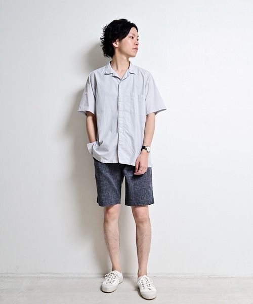 quadro（クオドロ）の「50/ブロード 比翼オープン半袖シャツ（シャツ/ブラウス・メンズ・グレイッシュベージュ/ライトグレー/ブラウン・LARGE/MEDIUM）」の6枚目の写真