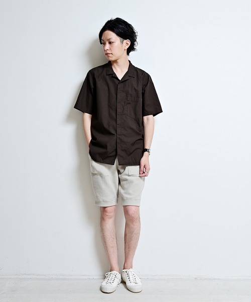 quadro（クオドロ）の「50/ブロード 比翼オープン半袖シャツ（シャツ/ブラウス・メンズ・グレイッシュベージュ/ライトグレー/ブラウン・LARGE/MEDIUM）」の8枚目の写真