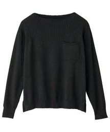 カシミヤタッチリブ使いポケット付ニット