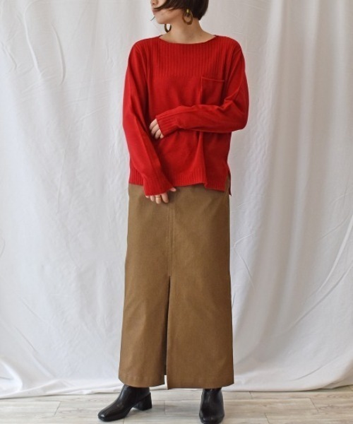 RANAN(ラナン)の「カシミヤタッチリブ使いポケット付ニット(ニット/セーター・レディース・レッド/オフホワイト/キャメル/ブラック・L/LL/M)」の14枚目の写真