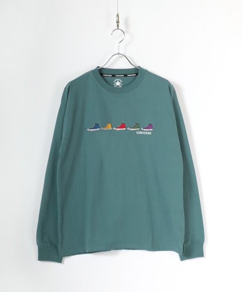 CONVERSE（コンバース）の「CONVERSE/コンバース スニーカー ロゴ刺繍  無地 リンガー ロンT（Tシャツ/カットソー・メンズ・ブラック/ホワイト/ブルーグリーン/ベージュ/ホワイト系その他/グリーン系その他/ホワイト系その他2/ブラック系その他/オレンジ/スミクロ/ブラック系その他2/ホワイト系その他3/サックスブルー/ダークグリーン/ブラック系その他3・M/LL/L）」の14枚目の写真