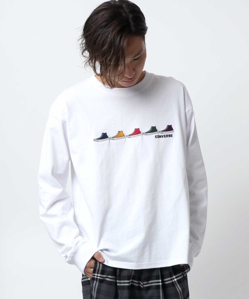 CONVERSE（コンバース）の「CONVERSE/コンバース スニーカー ロゴ刺繍  無地 リンガー ロンT（Tシャツ/カットソー・メンズ・ブラック/ホワイト/ブルーグリーン/ベージュ/ホワイト系その他/グリーン系その他/ホワイト系その他2/ブラック系その他/オレンジ/スミクロ/ブラック系その他2/ホワイト系その他3/サックスブルー/ダークグリーン/ブラック系その他3・M/LL/L）」の21枚目の写真