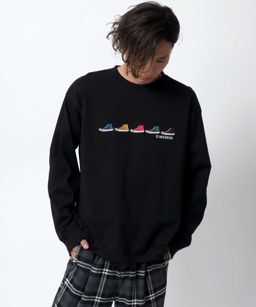 CONVERSE（コンバース）の「CONVERSE/コンバース スニーカー ロゴ刺繍  無地 リンガー ロンT（Tシャツ/カットソー・メンズ・ブラック/ホワイト/ブルーグリーン/ベージュ/ホワイト系その他/グリーン系その他/ホワイト系その他2/ブラック系その他/オレンジ/スミクロ/ブラック系その他2/ホワイト系その他3/サックスブルー/ダークグリーン/ブラック系その他3・M/LL/L）」の22枚目の写真