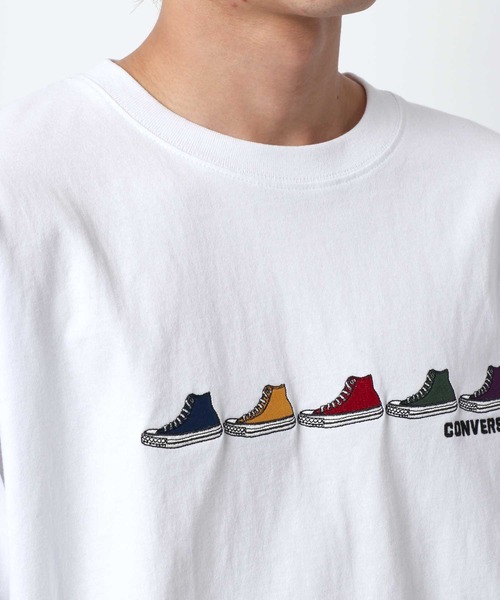 CONVERSE（コンバース）の「CONVERSE/コンバース スニーカー ロゴ刺繍  無地 リンガー ロンT（Tシャツ/カットソー・メンズ・ブラック/ホワイト/ブルーグリーン/ベージュ/ホワイト系その他/グリーン系その他/ホワイト系その他2/ブラック系その他/オレンジ/スミクロ/ブラック系その他2/ホワイト系その他3/サックスブルー/ダークグリーン/ブラック系その他3・M/LL/L）」の16枚目の写真