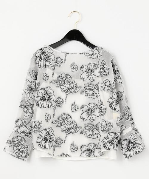 Diagram（ダイアグラム）の「フラワーカットJQトップ（シャツ/ブラウス・レディース・ホワイト/オレンジ/グリーン・38/36）」の2枚目の写真