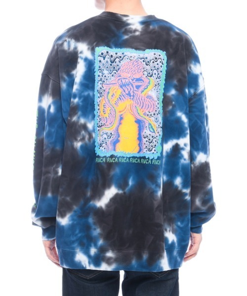 RVCA(ルーカ)の「RVCA メンズ 【TETSUNORI TAWARAYA】 PIPER TIEDYE CREW トレーナー【2020年秋冬モデル】/ルーカ スウェット タイダイ 袖プリント バックプリント(スウェット・メンズ・ブルー系その他・SMALL/MEDIUM/LARGE)」の6枚目の写真